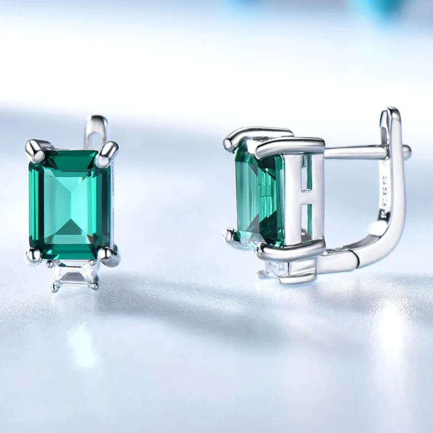 Sterling Silver Emerald Clip Earrings