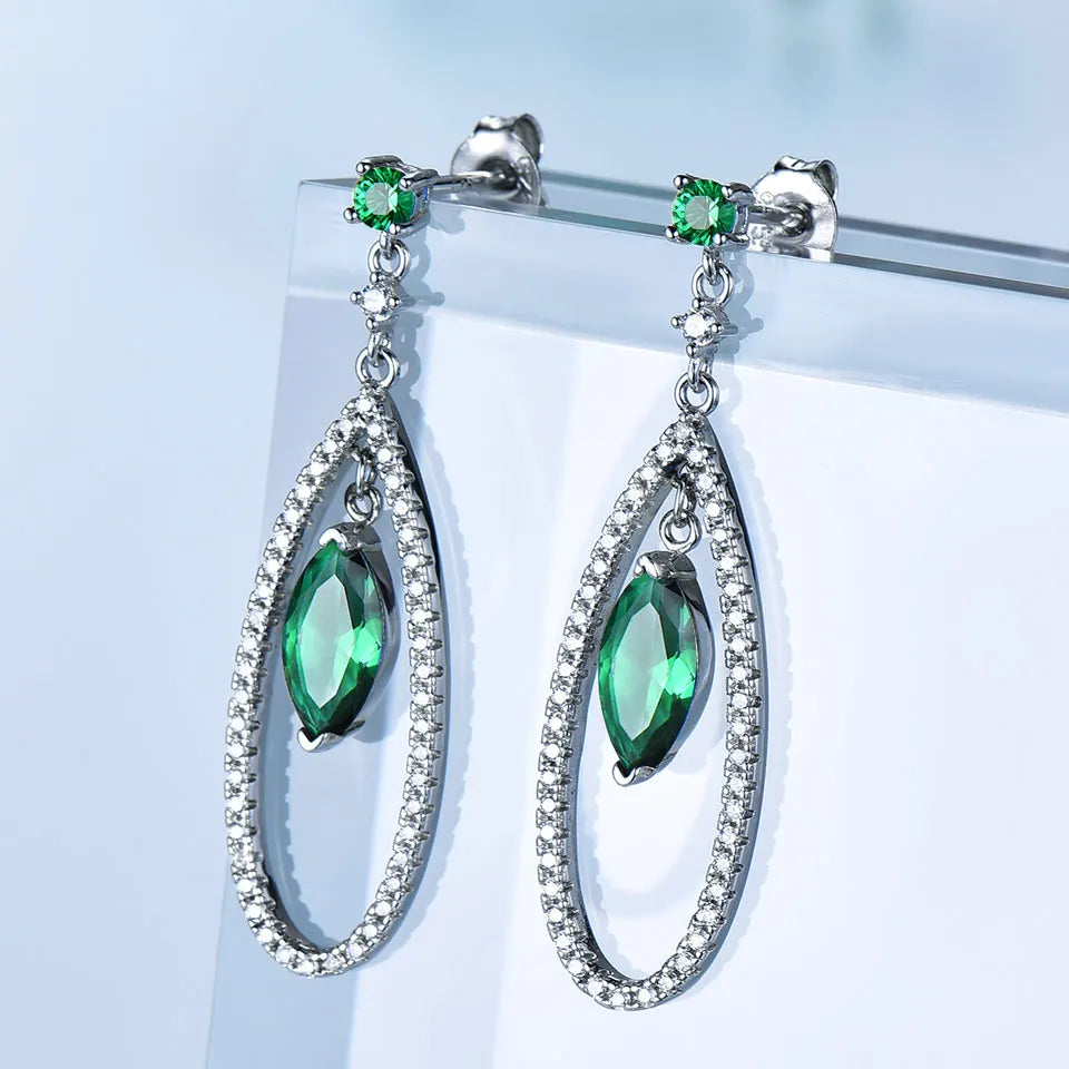 Emerald & Sapphire Dangle Earrings