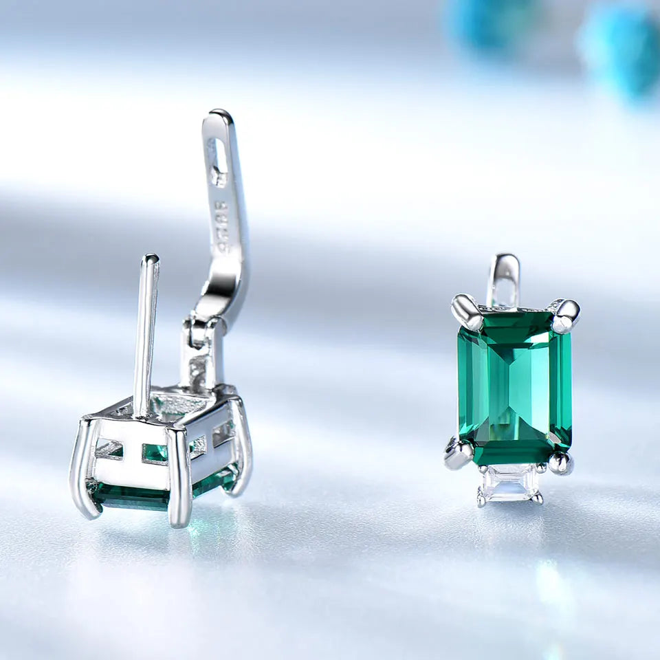 Sterling Silver Emerald Clip Earrings