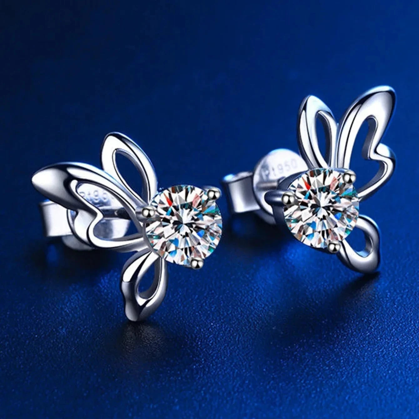 Sterling Silver Butterfly Moissanite Stud Earrings