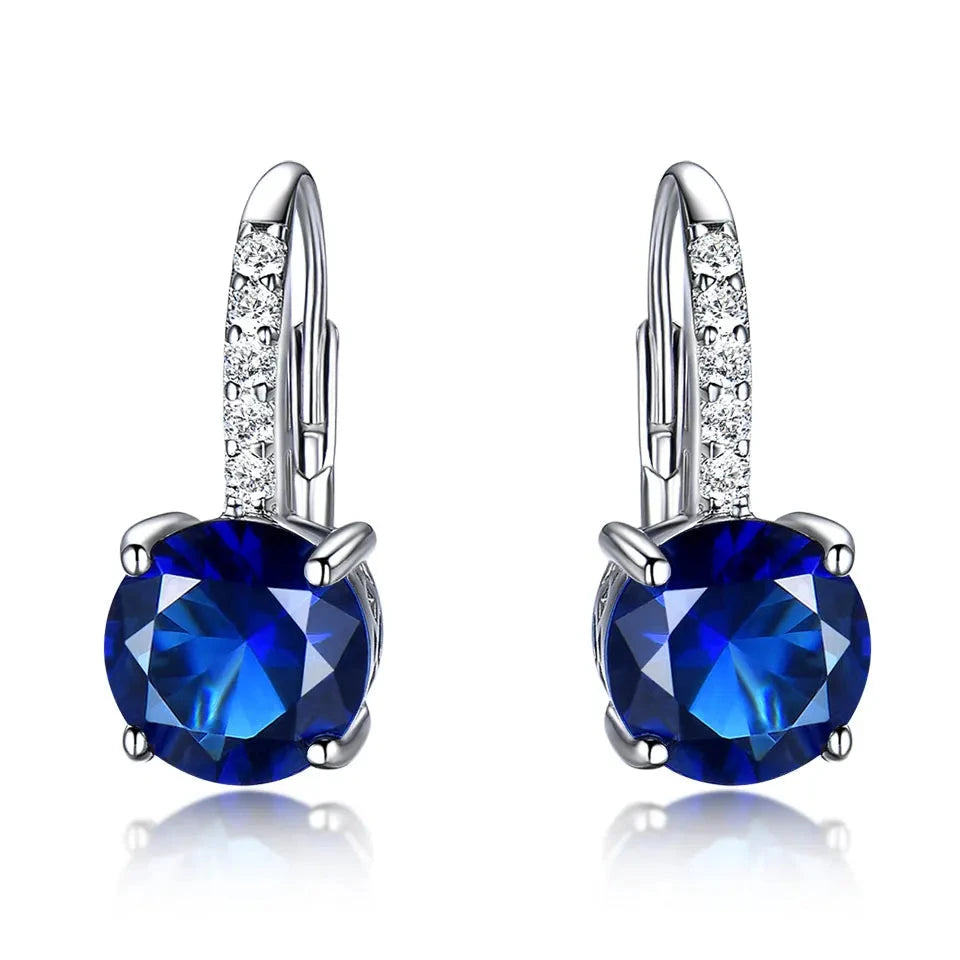 Sterling Silver Blue Sapphire Clip-On Earrings