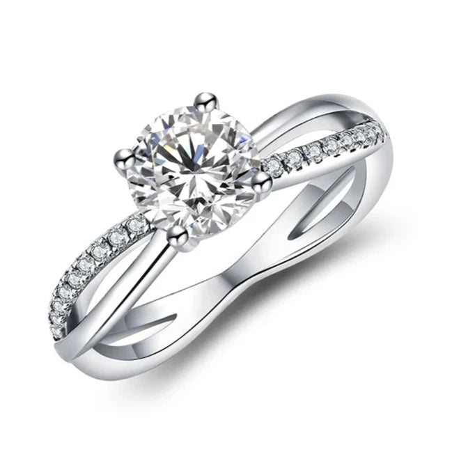 1.0 Carat Moissanite Sterling Silver Ring