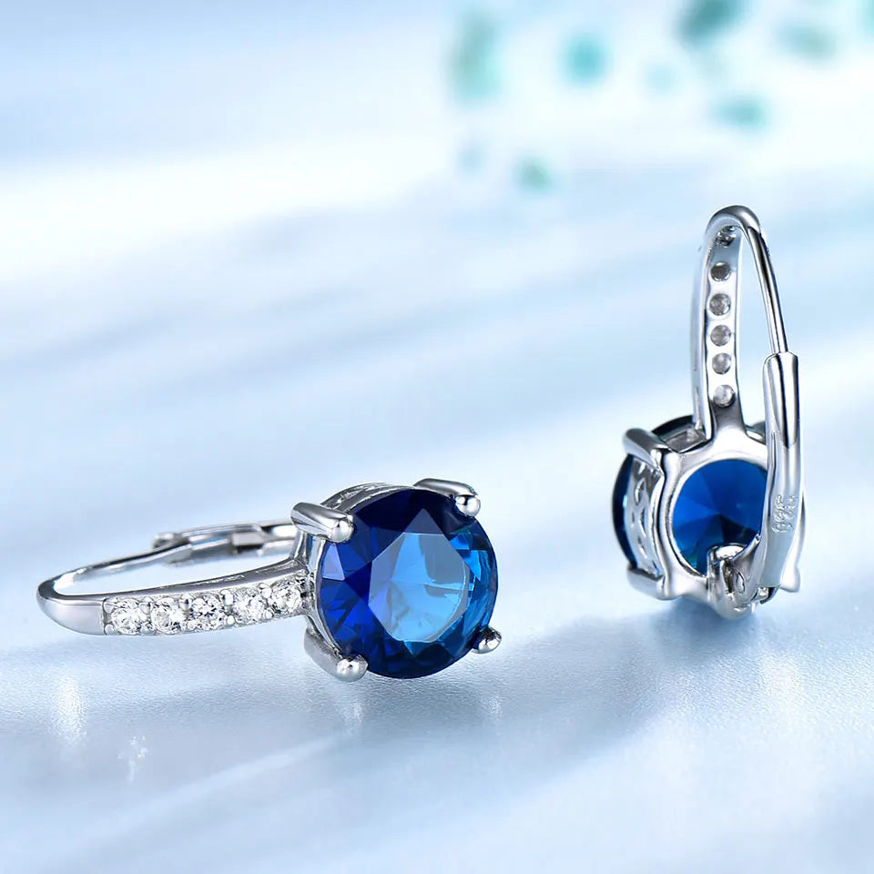 Sterling Silver Blue Sapphire Clip-On Earrings